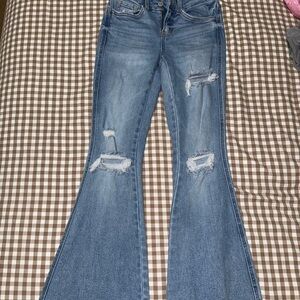 Flying Monkey Distressed Blue Flare Jeans